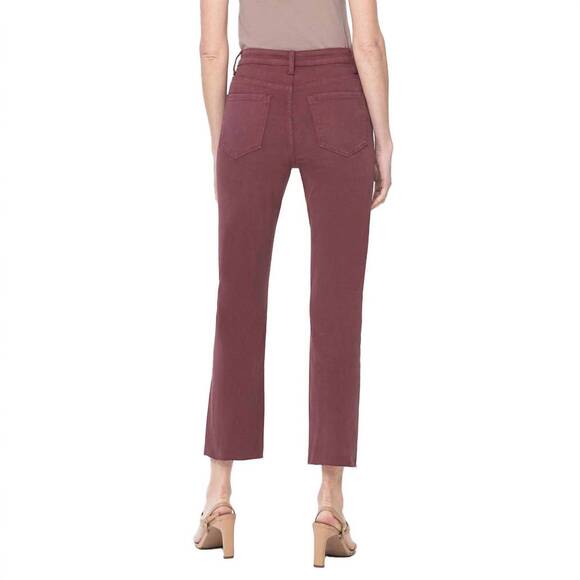 NEW VERVET BY FLYING MONKEY beaujolais high rise straight jeans in maroon - Picture 3 of 7